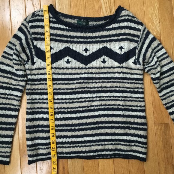 NWT Ralph Lauren Wool/Cotton Blend Blue and Cream Sweater Size XS - Picture 6 of 7